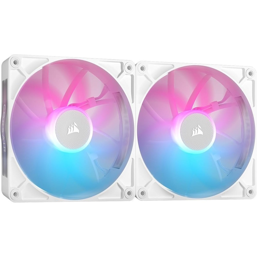 Corsair RX140 RGB 140mm PWM‎ White Case Fan Magnetic Bearing Dual Pack